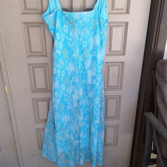 NewYork & Company Dress! Sz12 Sky Blue Ruched Wrap Bodice Spaghetti Strap - Picture 6 of 11